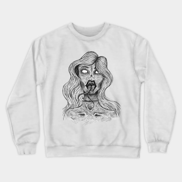 CREEPY GIRL Crewneck Sweatshirt by jone_marquinez